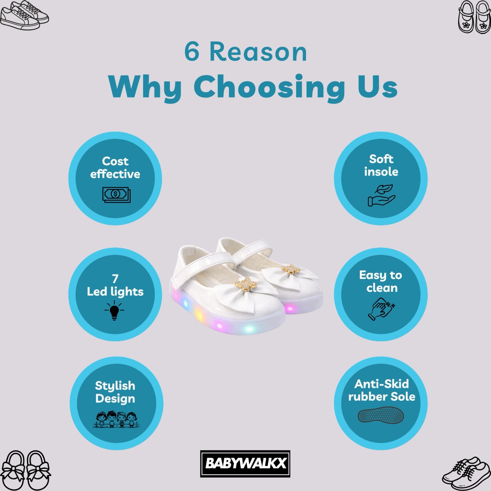 BABYWALKX WHITE LED BELLIES
